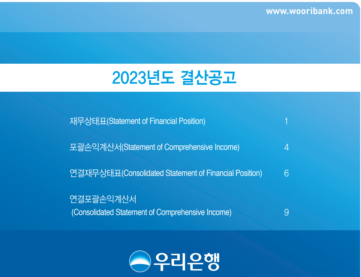 우리은행 소개, 재정상태, 재무상태, 재무제표 분석