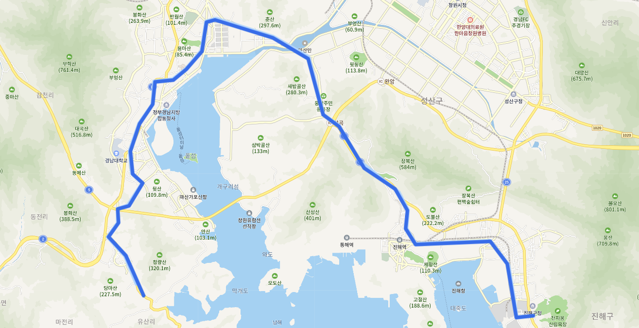  창원 163번 버스 노선, 시간표(경남대, 남부터미널 ~ 신세계백화점, 경화시장)