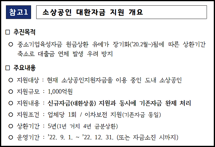 소상공인 대환자금 지원