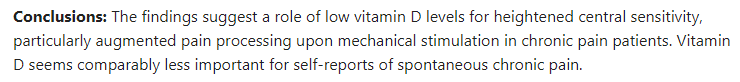 비타민 D가 결핍되었을 시&#44; 근육통의 원인이 될 수 있다.