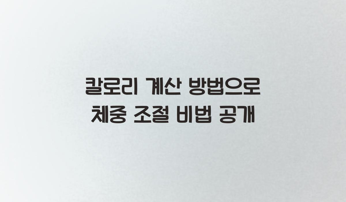 칼로리 계산 방법