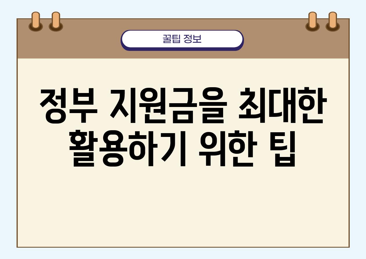 정부 지원금을 최대한 활용하기 위한 팁