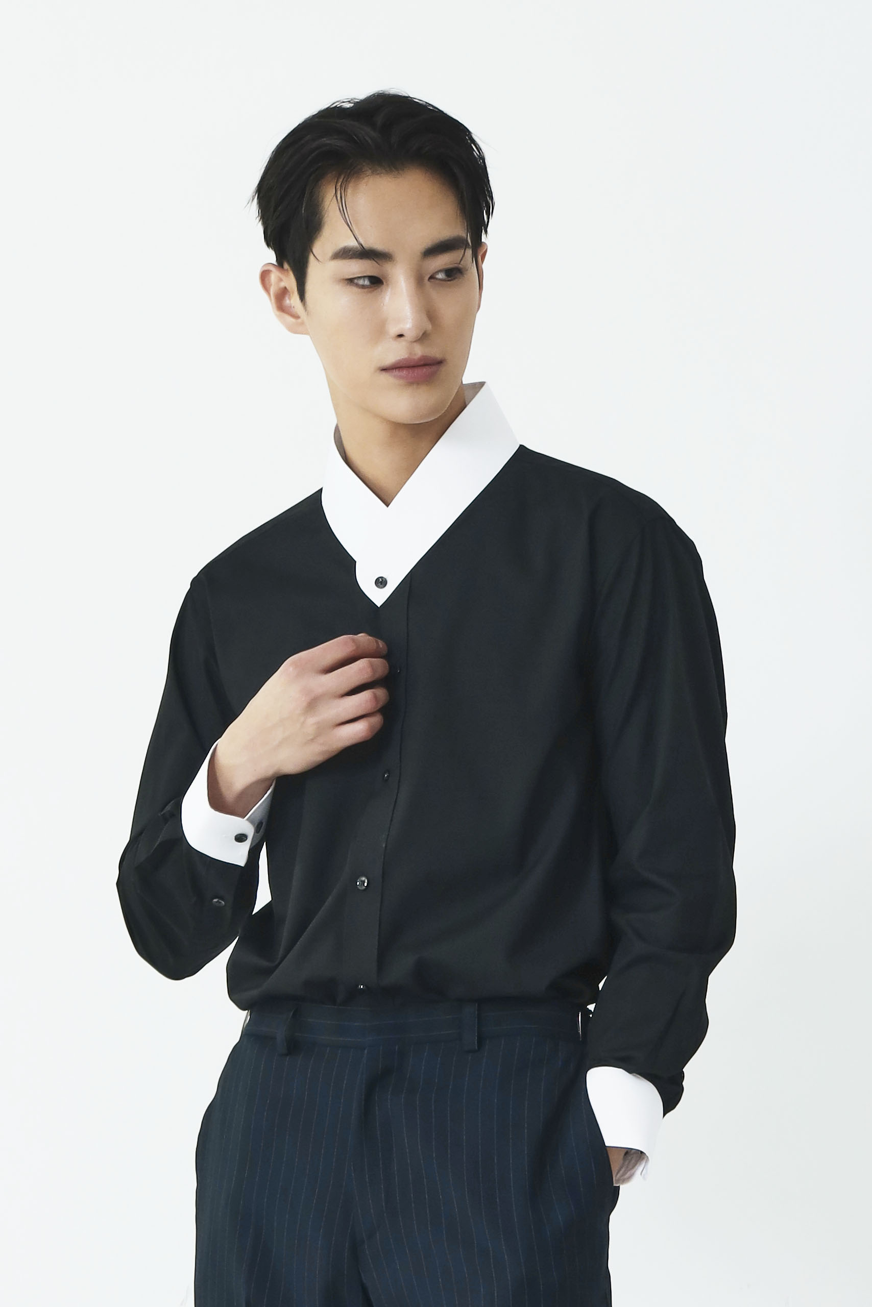 기로에 남성 생활한복 면 한복정장 셔츠