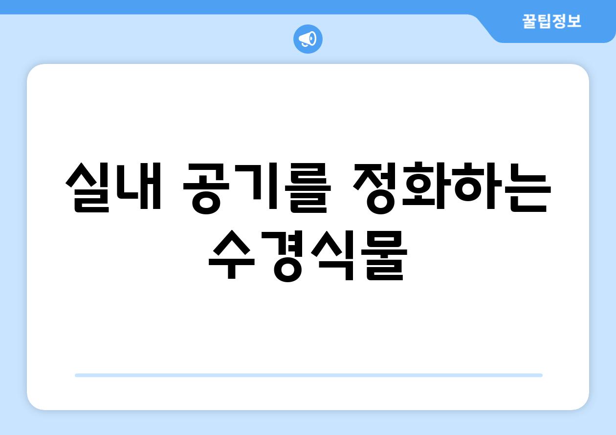 실내 공기를 정화하는 수경식물