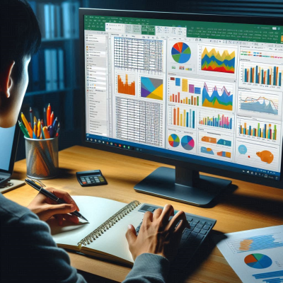 다채로운 그래프와 차트를 분석하는 여러 명의 사람들
