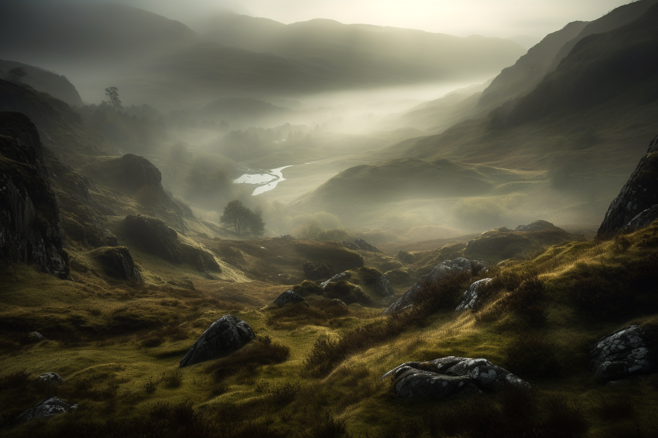 /imagine prompt: hills of the scotland highlands&amp;#44; misty fog&amp;#44; Canon RF 16mm f:2.8 STM Lens&amp;#44; award winning photography&amp;#44; by national geographic and upsplash --ar 3:2 --seed 1 --v 5 --s 1000