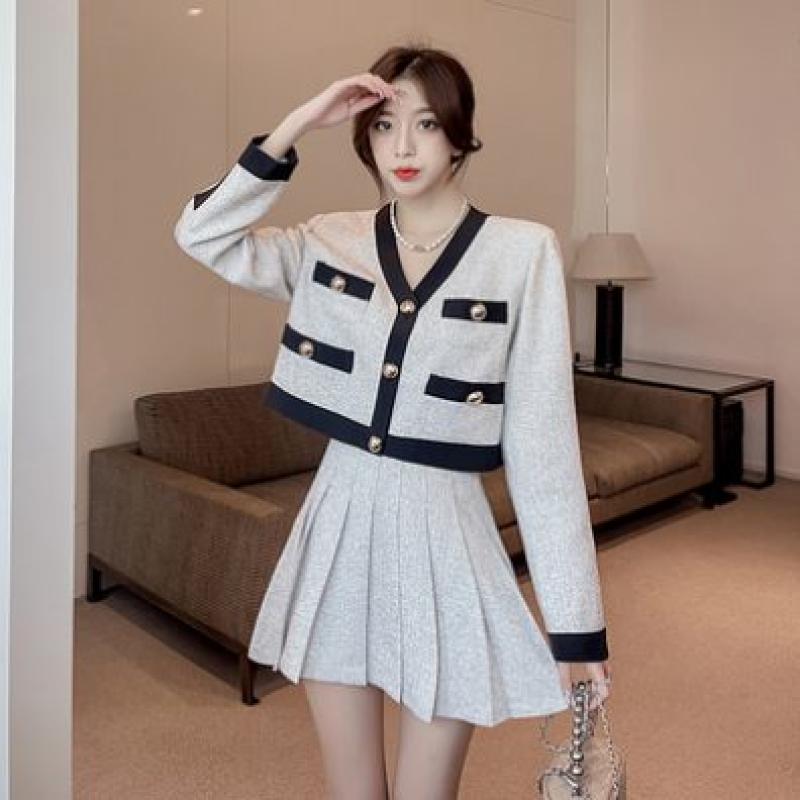 여성 명품 투피스 자켓 주름스커트