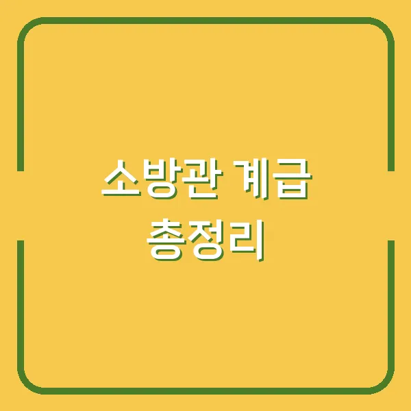 소방관 계급 총정리