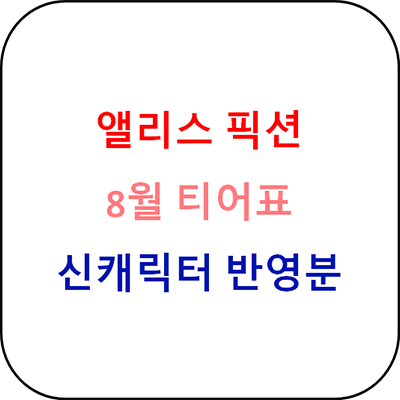  앨리스 픽션 티어표 - 8월, 신캐릭터 반영