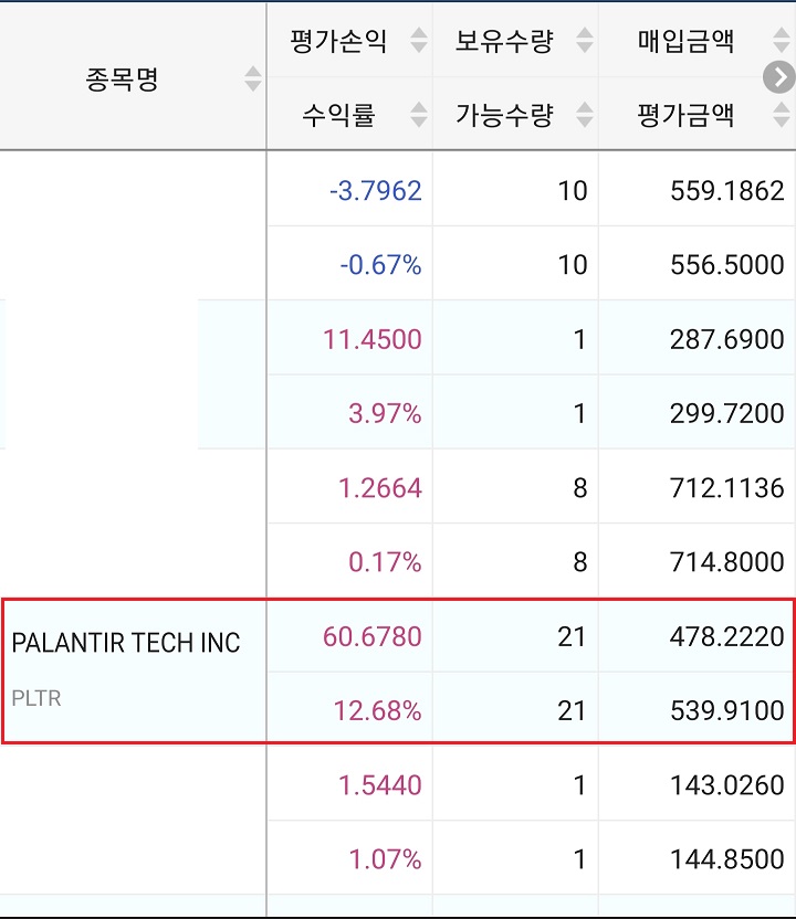 미국주식-팔란티어-주식-잔고