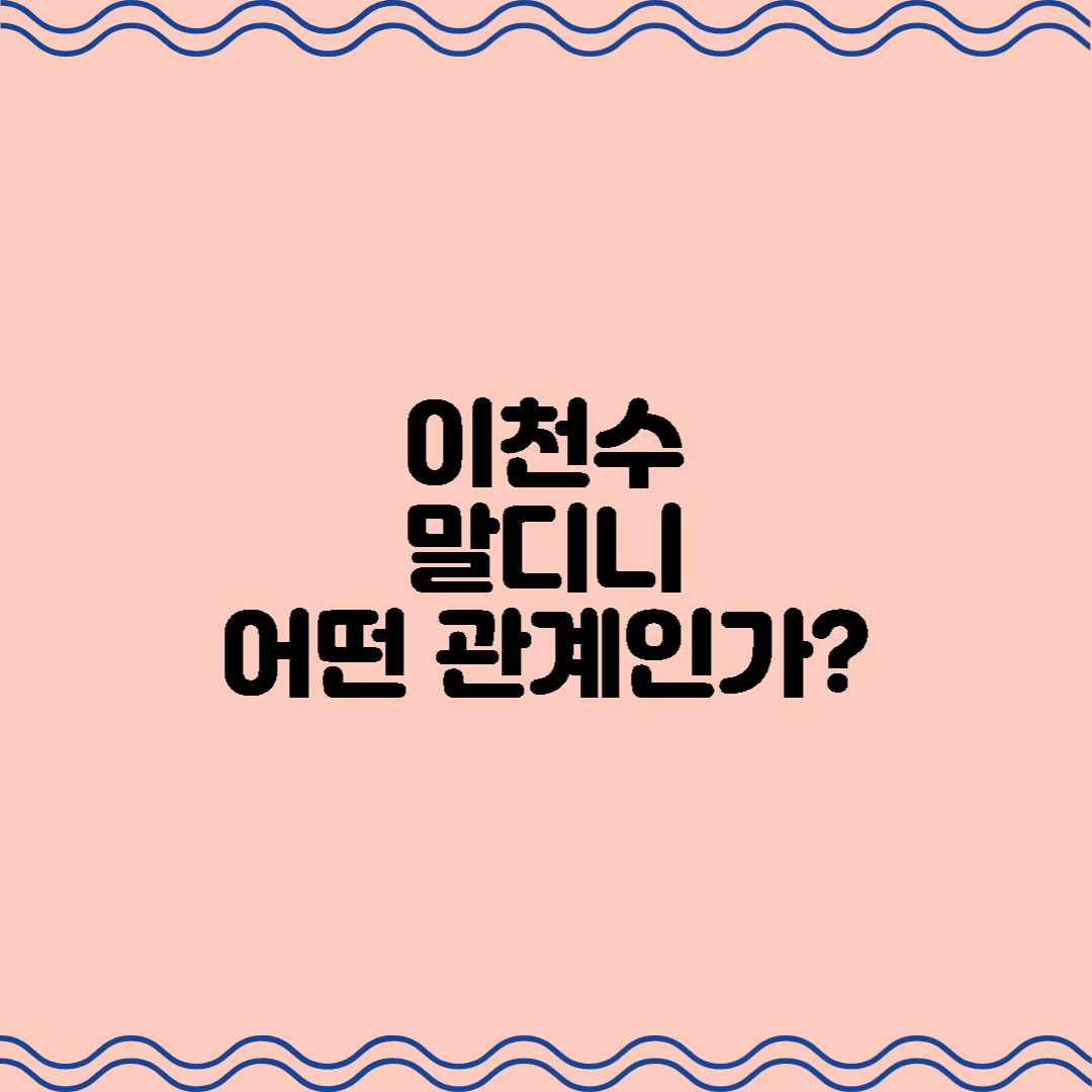  이천수 말디니 어떤 관계인가?