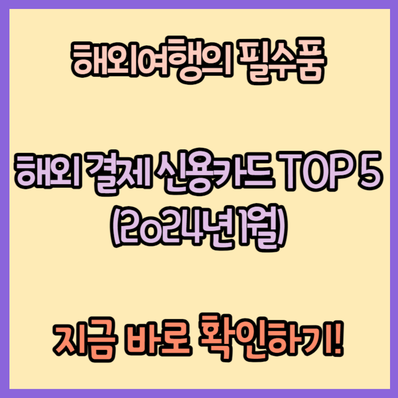 2024년 1월 해외여행 혜택 신용카드 추천 TOP 5