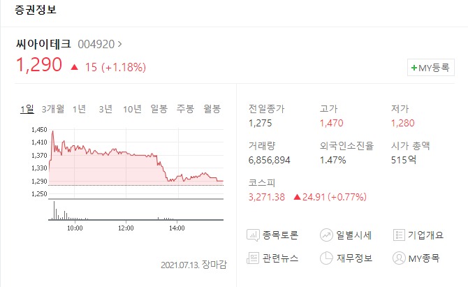 키오스크 관련주 씨아이테크