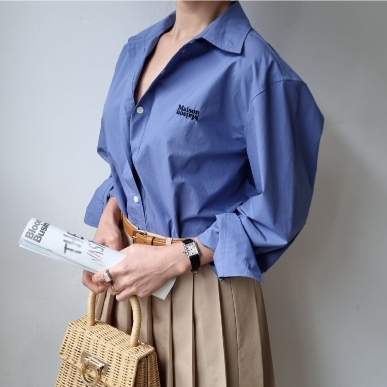 색상 배색 품절상품과 배송지연안내 - 메종셔츠 ( 블루색상 3