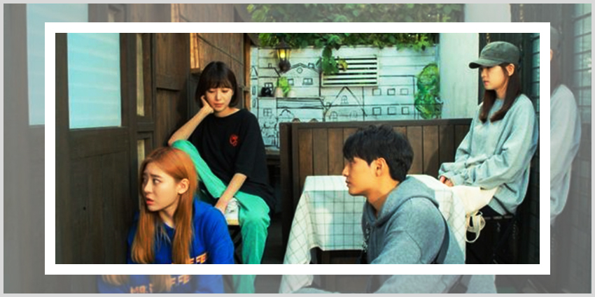 영화 불량한 가족의 예고편에 등장한 씬들로 에이핑크의 박초롱, 박원상, 김다예의 모습이 담겨있는이미지이다.