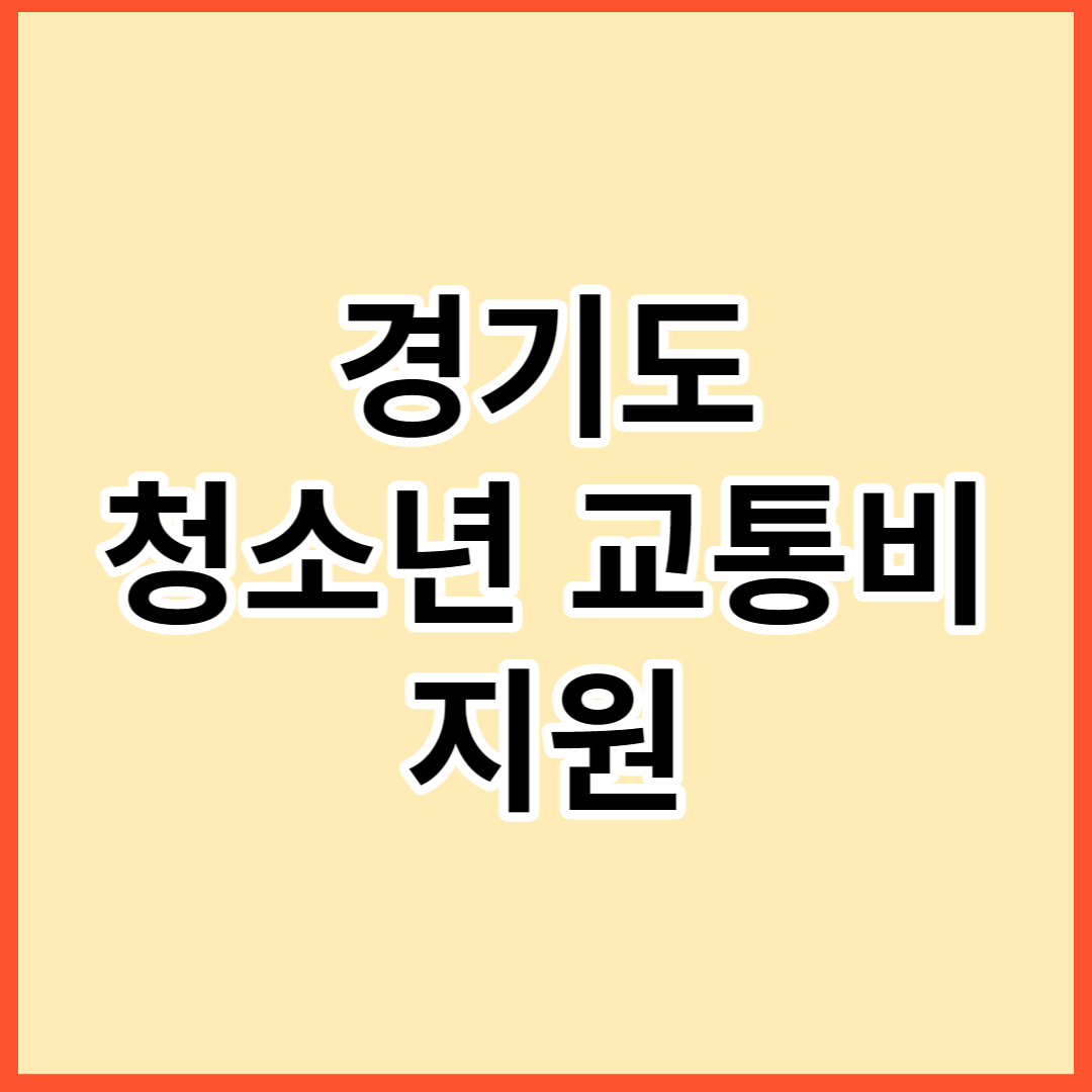  경기도 청소년 교통비 지원이란?
