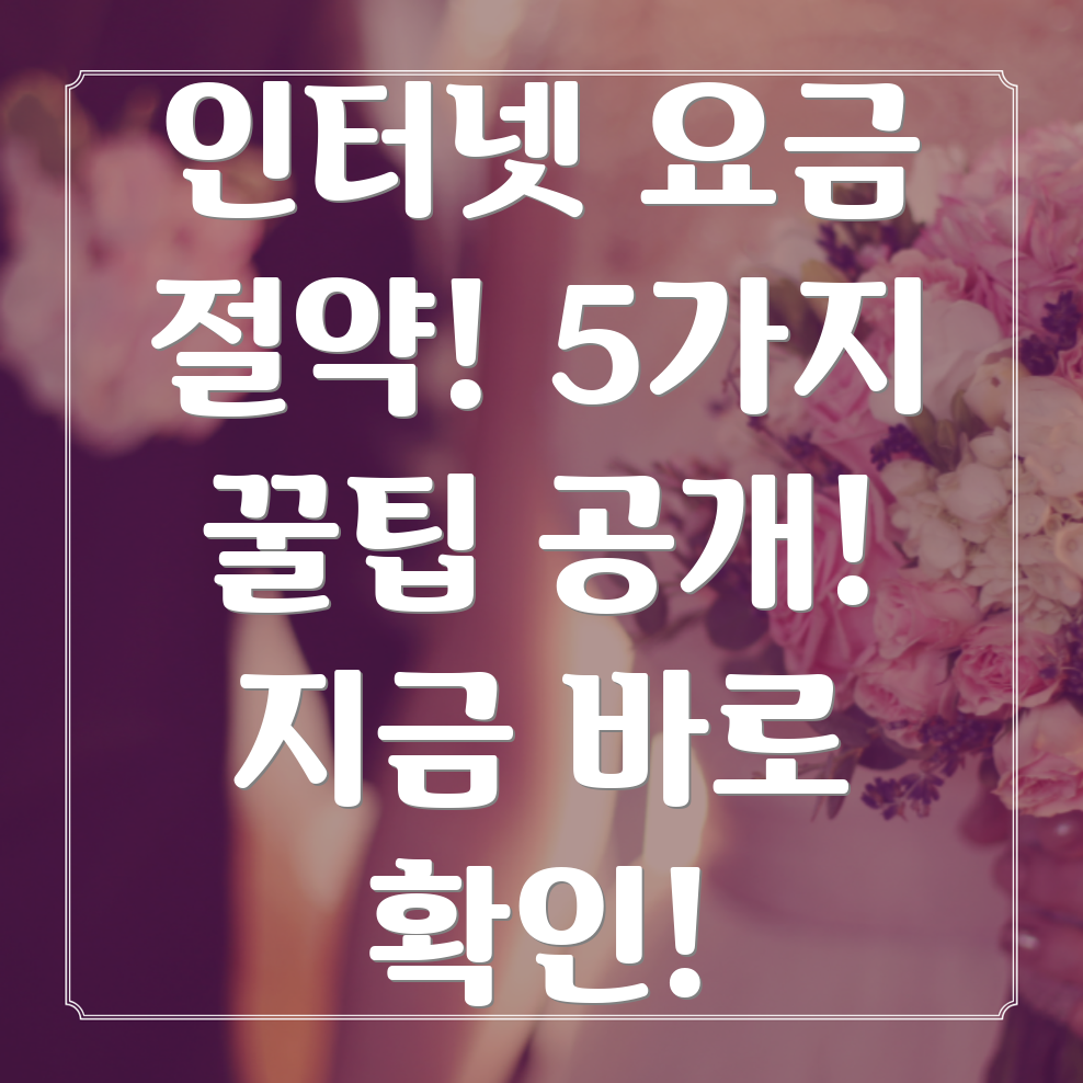 가정 인터넷 요금 5가지 절약 꿀팁!