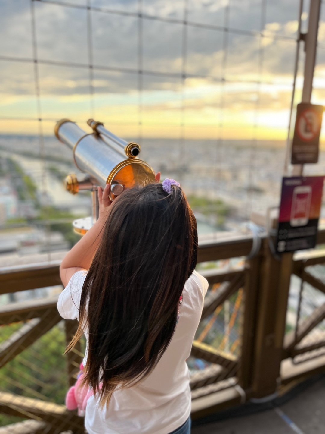 에펠탑 정상에서 프랑스 시내를 바라보는 딸랑구