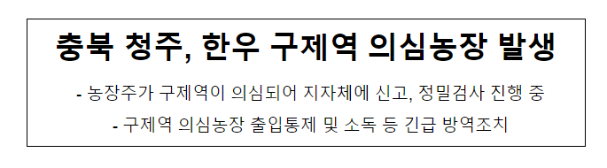  충북 청주, 한우 구제역 의심농장 발생