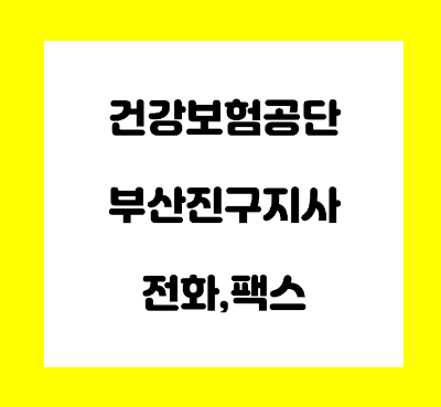  건강보험공단 부산진구지사 전화번호