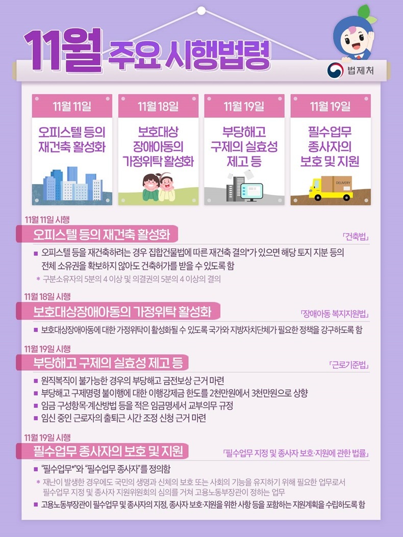  11월 주요 시행법령 한눈에 보기!_법제처