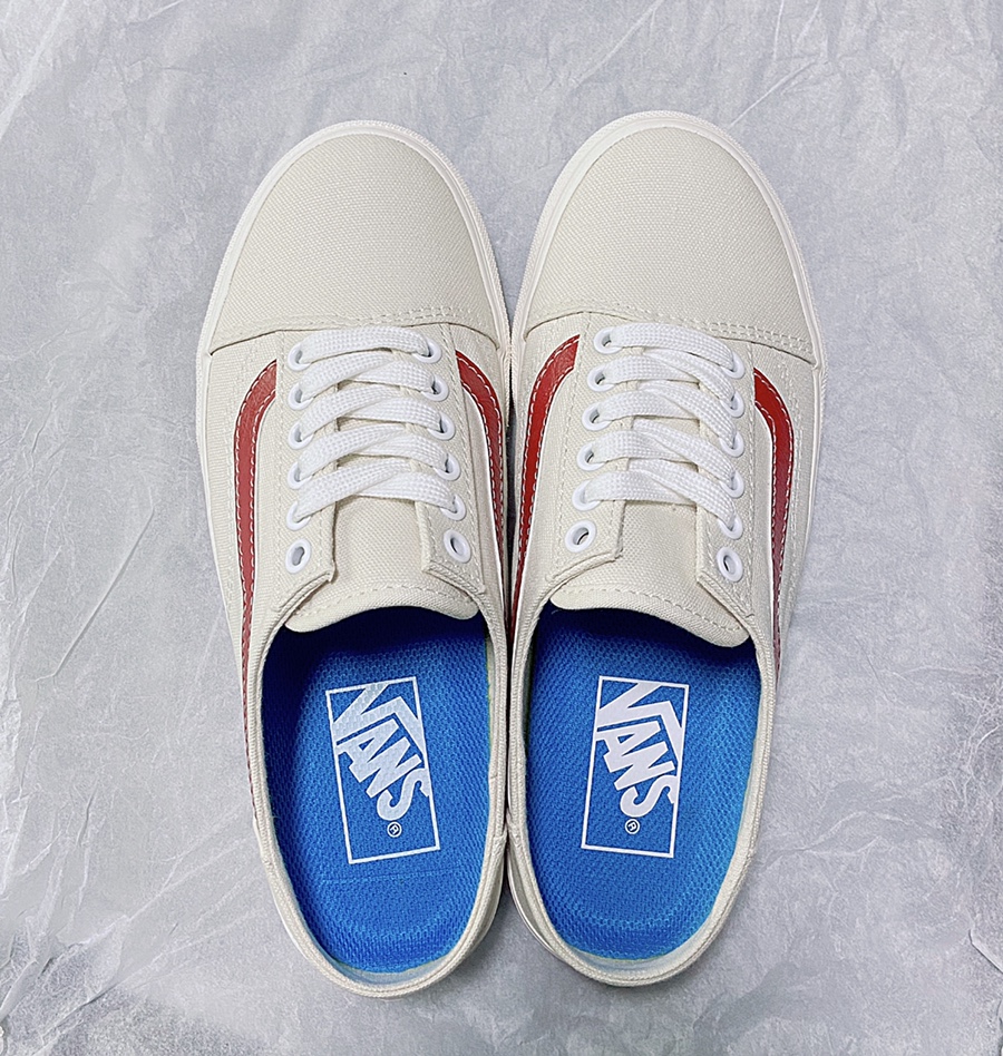 반스 컴포트 올드스쿨 뮬 화이트/레드 사이즈, 코디 팁 vans mule 반스 컴포트 올드스쿨 뮬 화이트/레드 사이즈, 코디 팁 Vans Mule