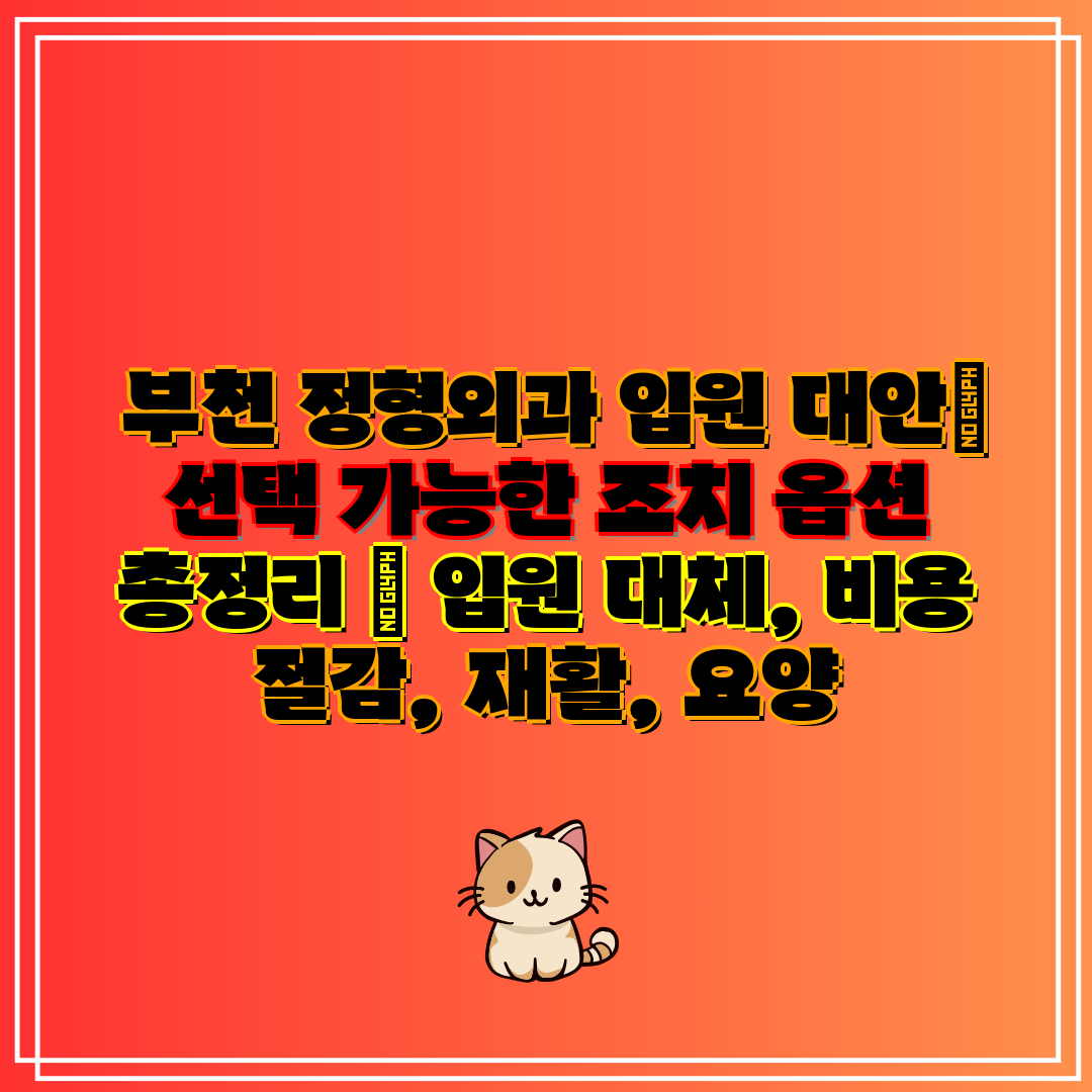 부천 정형외과 입원 대안 선택 가능한 조치 옵션 총정