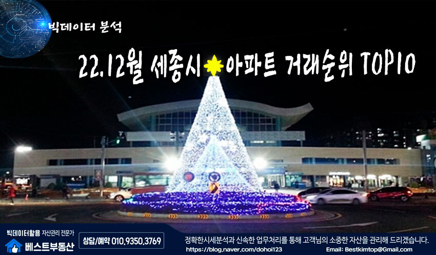 22.12월 세종시 아파트 거래순위 TOP10 분석 !!!