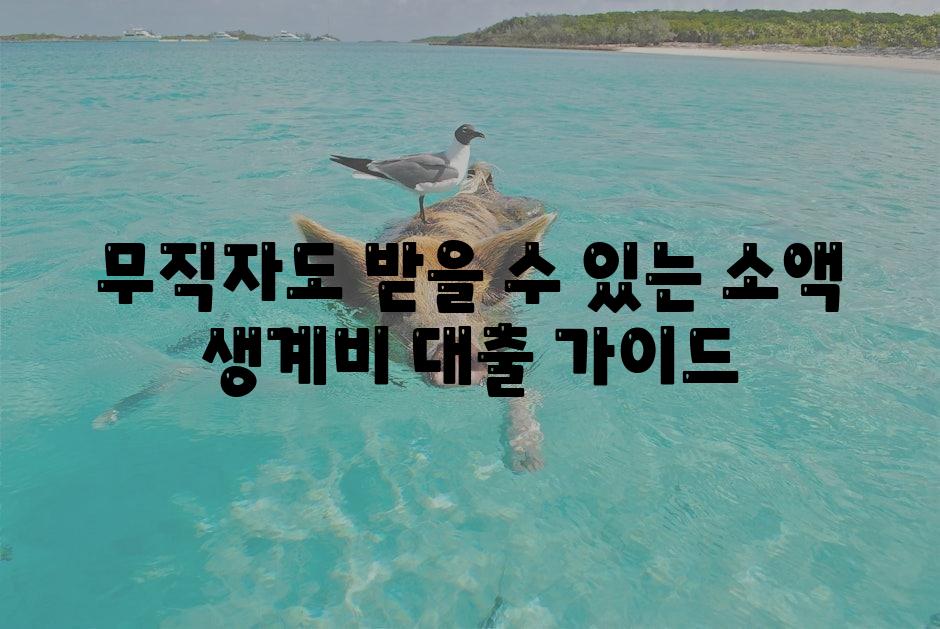 무직자도 받을 수 있는 소액 생계비 대출 안내