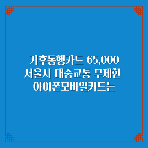 기후동행카드65&#44;000원 서울시 대중교통 무제한 아이폰모바일카드
