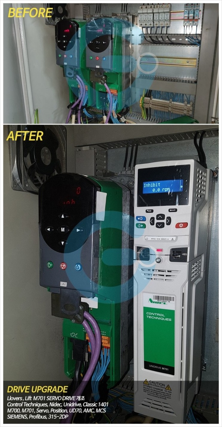 Nidec, Unidrive, Lloveras, Lift M701 servo drive 개조