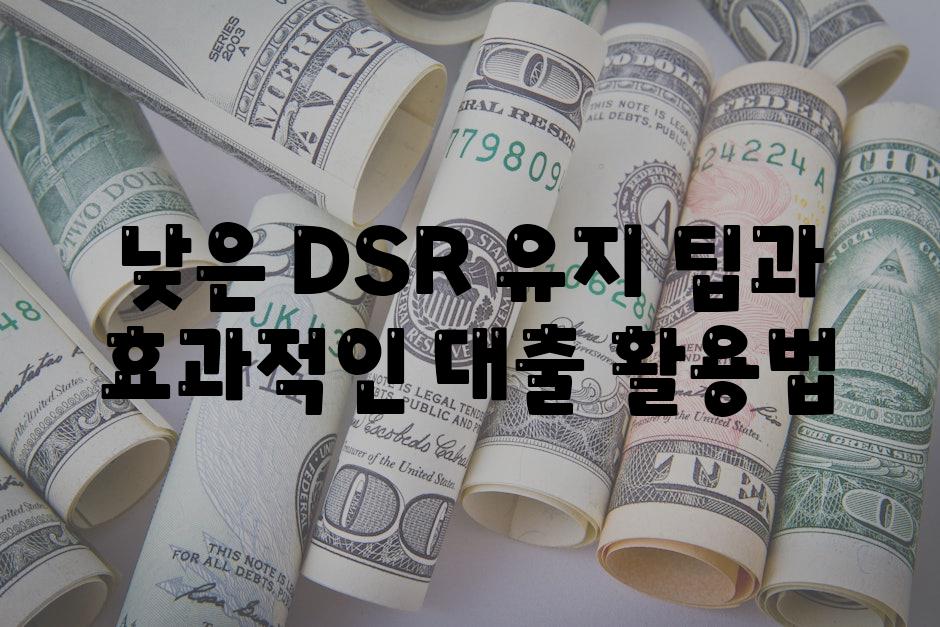 낮은 DSR 유지 팁과 효과적인 대출 활용법