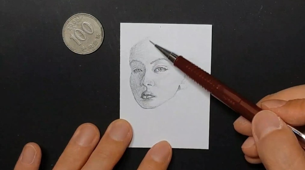 얼굴에 음영을 넣어 입체감을 줍니다