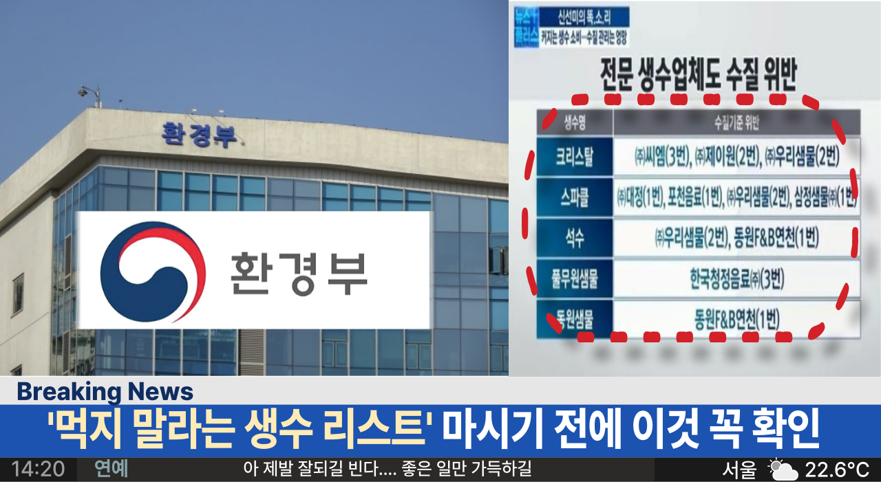  '먹지 말라는 생수 리스트' 생수 마시기 전에 '이것' 꼭 확인하세요. 절대로 그냥 드시지 마세요.