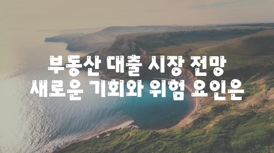 부동산 대출 시장 전망  새로운 기회와 위험 요인은