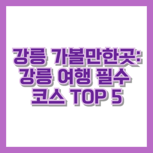 강릉 가볼만한곳: 강릉 여행 필수 코스 TOP 5