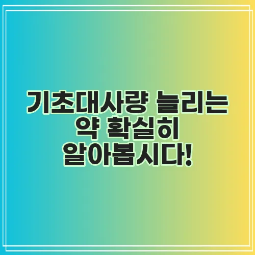 기초대사량 늘리는 약 확실히 알아봅시다!