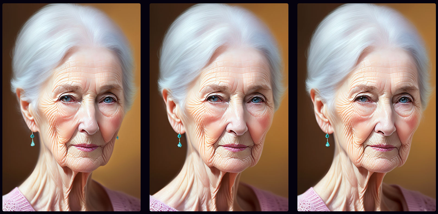 Images of a woman aging from 85 to 83