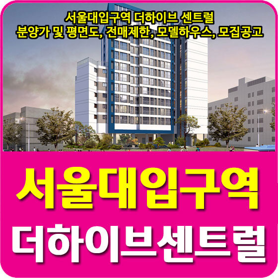 서울대입구역 더하이브 센트럴 분양가 및 평면도, 청약, 전매제한, 모델하우스, 모집공고 안내