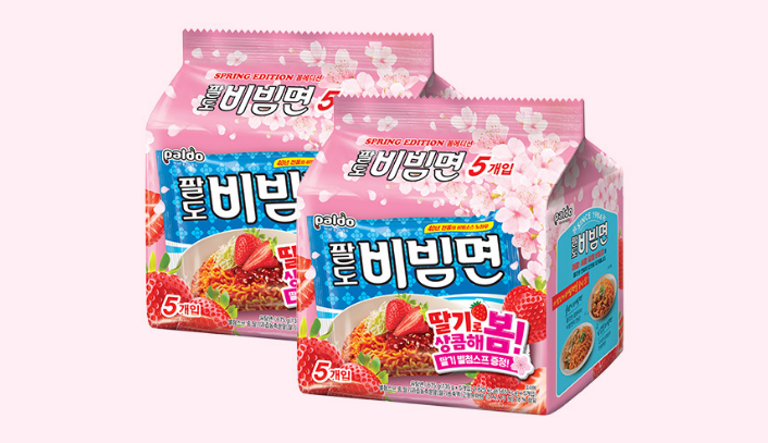  한정 팔도비빔면 딸기 맛, 파는곳, 가격, 칼로리 정보 솔직리뷰 후기! / 딸기 팔도비빔면