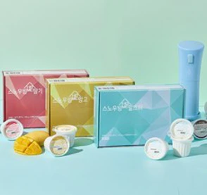 스노우빙홈 빙수만들기 세트 (빙삭기 + 전용블럭6입 + 토핑인절미)&#44; 망고6입&#44; 스노우빙 구슬 인절미