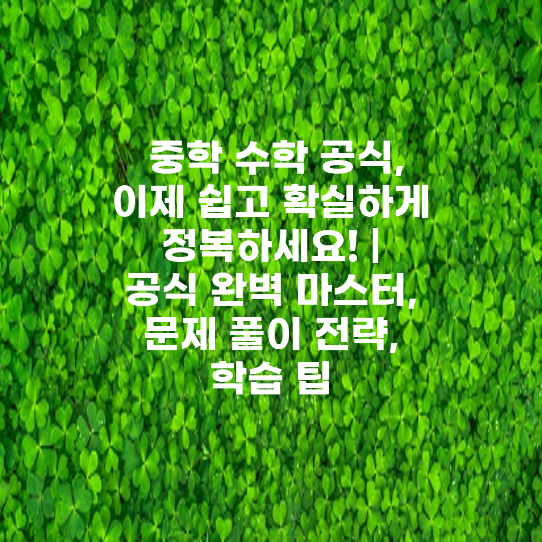  중학 수학 공식, 이제 쉽고 확실하게 정복하세요!  