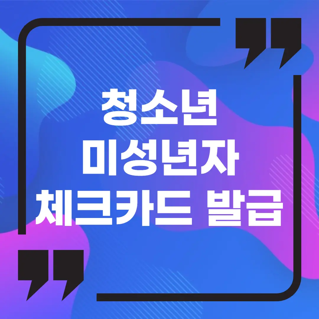  청소년과 미성년자 체크카드 발급 기준