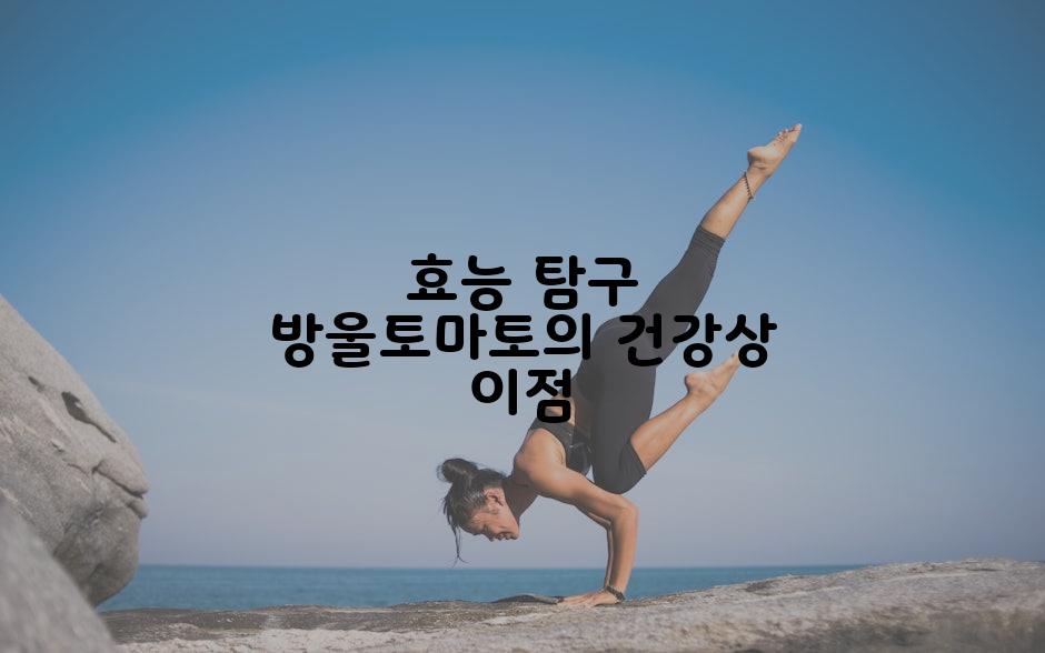 효능 탐구 방울토마토의 건강상 이점