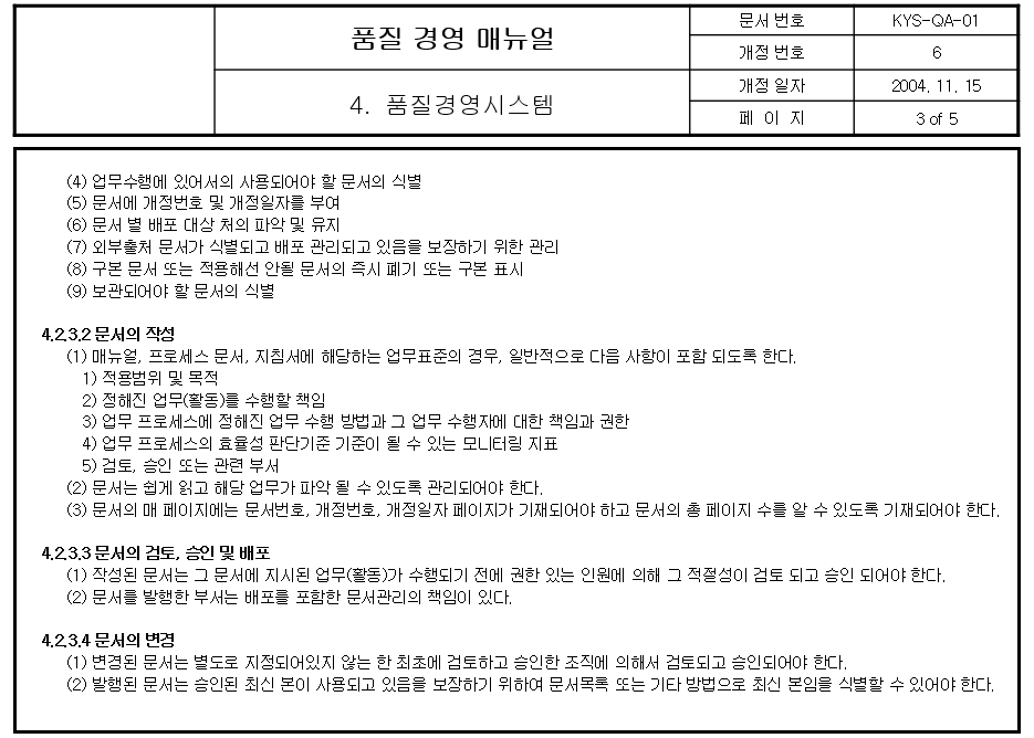  품질 경영 매뉴얼