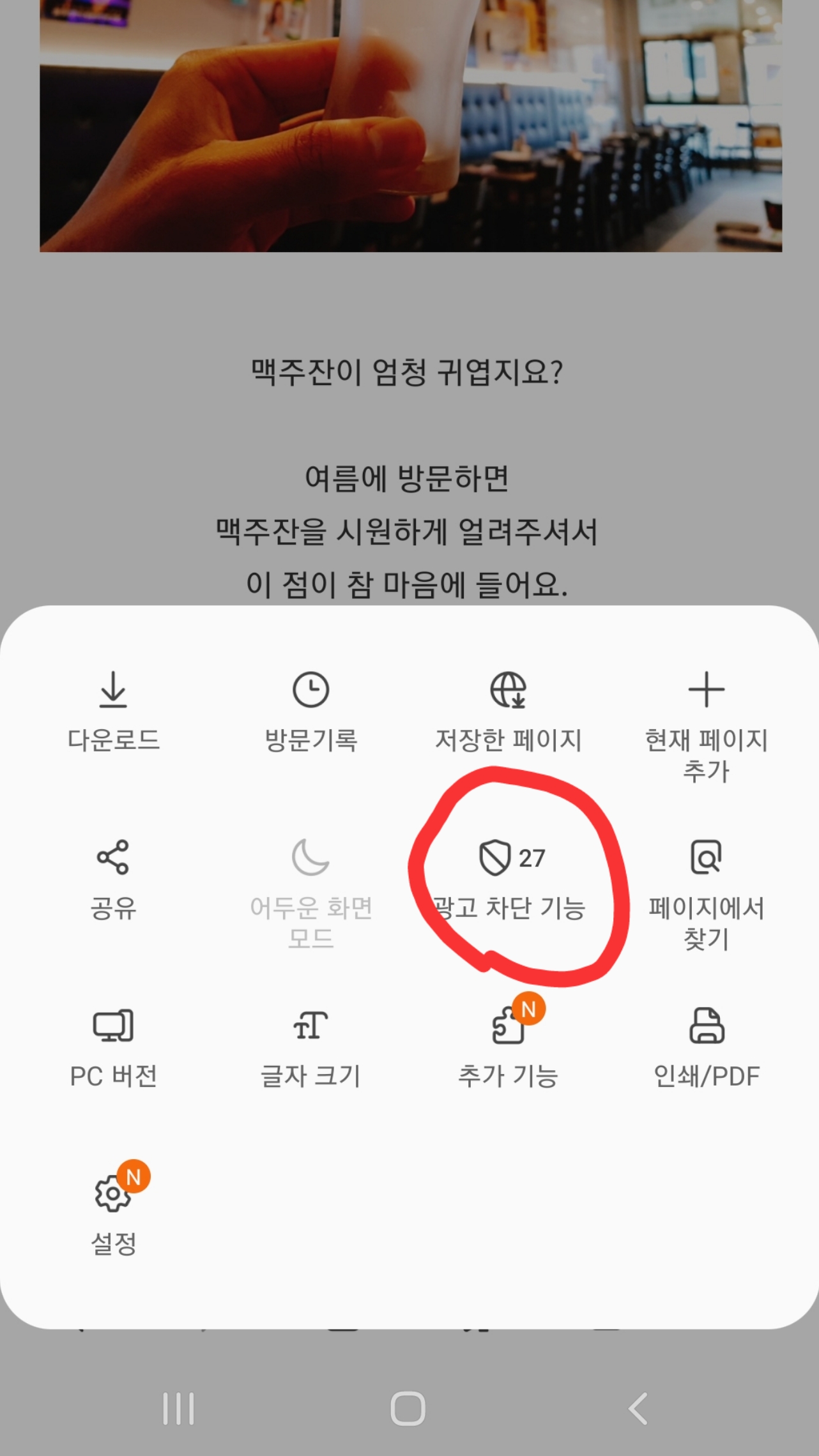 광고차단기능