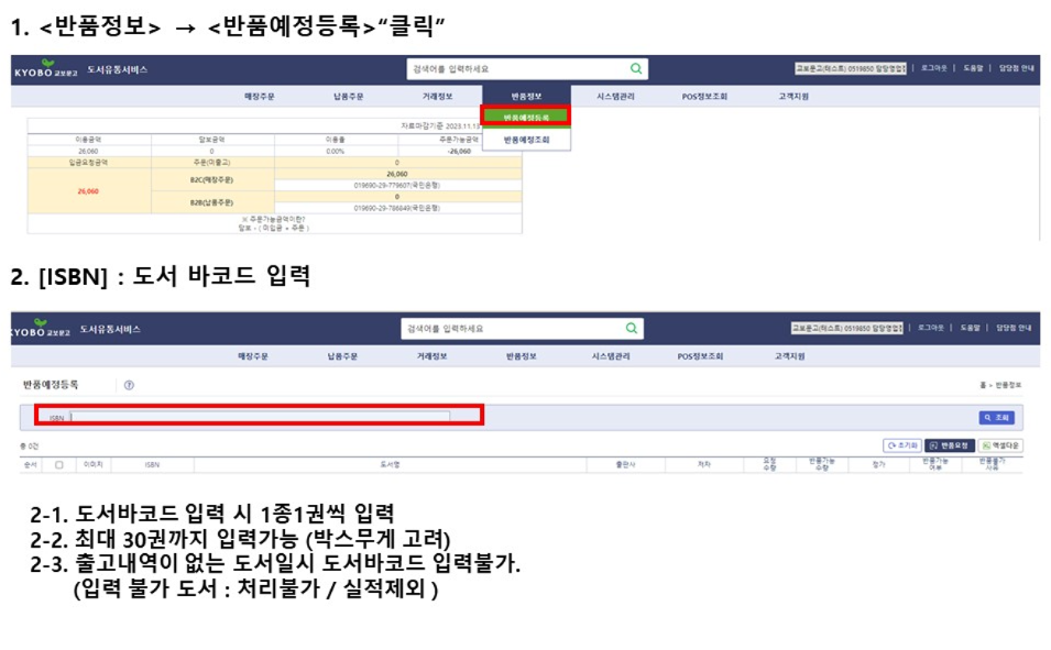 서점 반품 처리방법 1