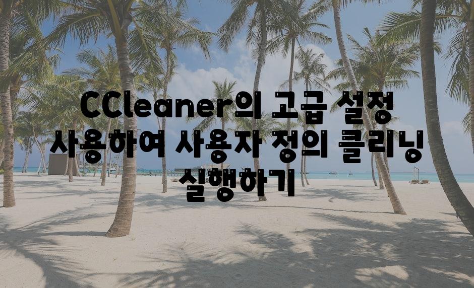 CCleaner의 고급 설정 사용하여 사용자 정의 클리닝 실행하기