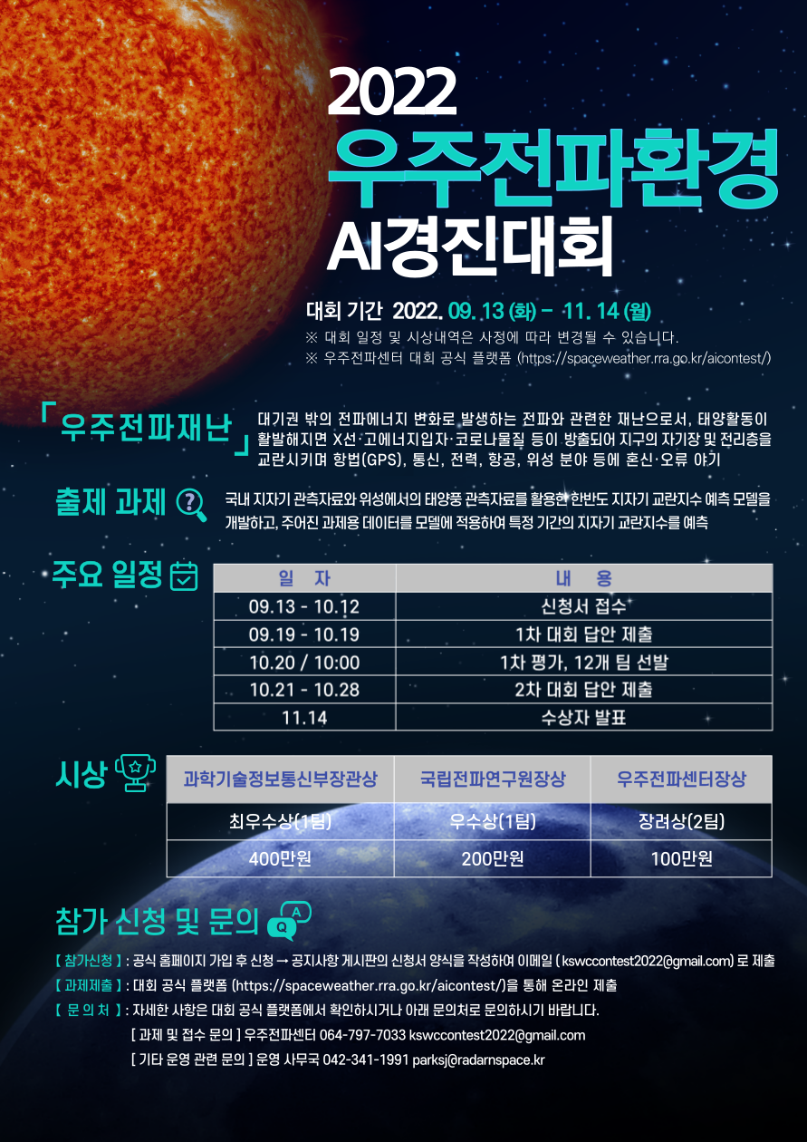  2022년 우주전파재난 예측 인공지능 경진대회 개최
