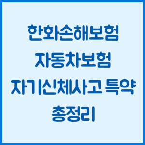 한화손해보험 자동차보험 자기신체사고 특약 총정리